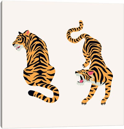 The Two Tigers Canvas Art Print - Jay Stanley