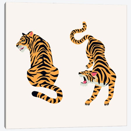 The Two Tigers Canvas Print #STY454} by Jay Stanley Canvas Art Print