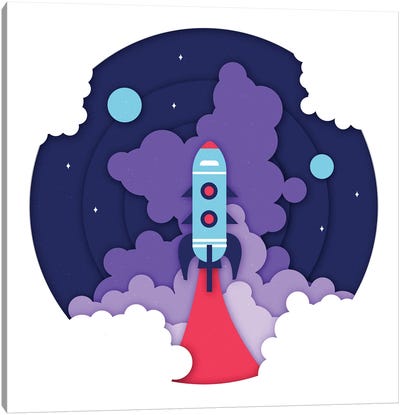 To The Moon Canvas Art Print - Space Shuttle Art
