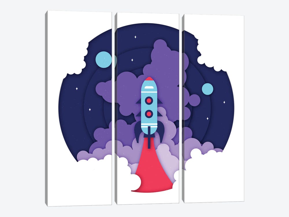 To The Moon by Jay Stanley 3-piece Canvas Artwork