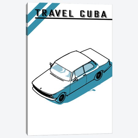 Travel Cuba Blue Car Canvas Print #STY467} by Jay Stanley Canvas Artwork