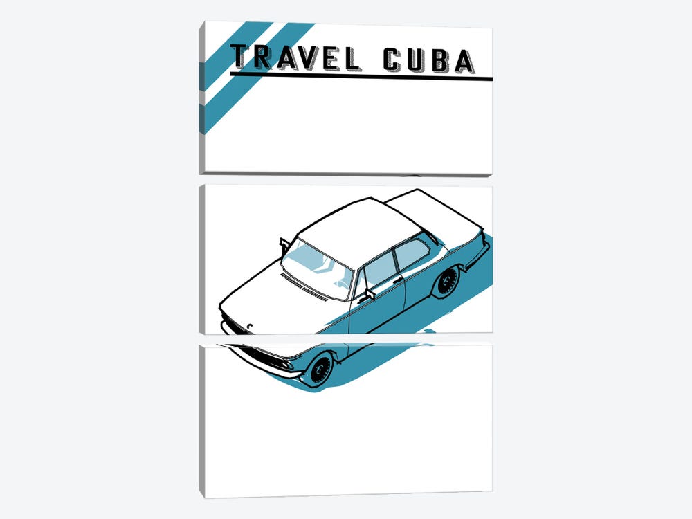 Travel Cuba Blue Car by Jay Stanley 3-piece Canvas Art