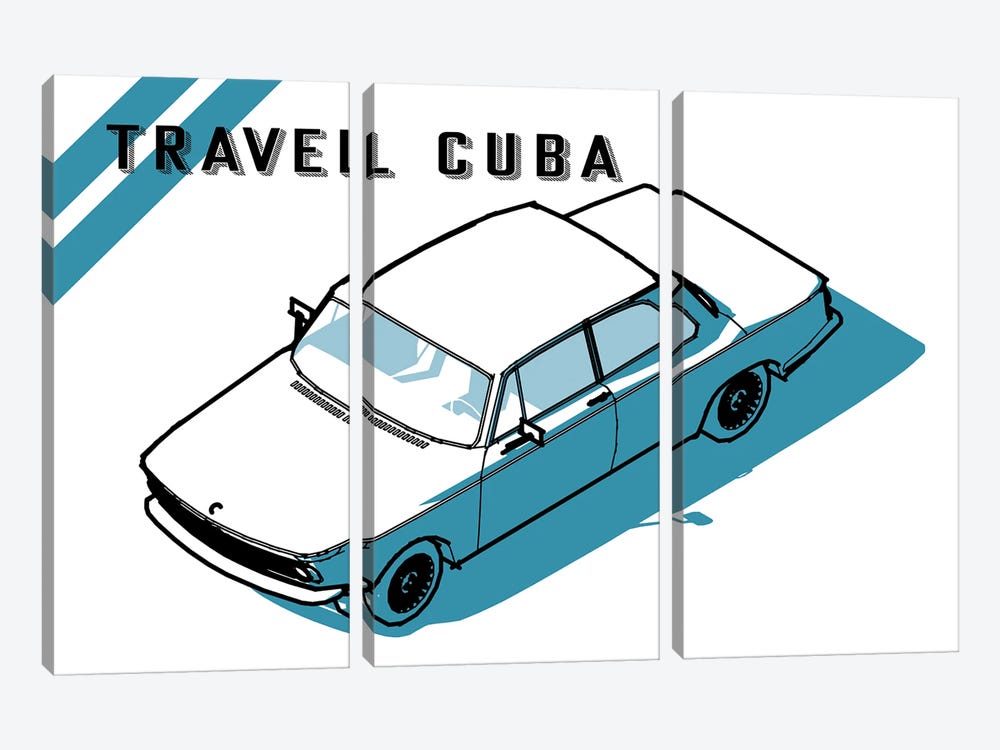 Travel Cuba Blue by Jay Stanley 3-piece Canvas Print