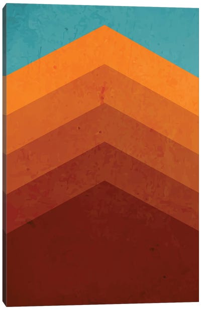 Abstract Mountain Sunrise II Canvas Art Print - Orange & Teal