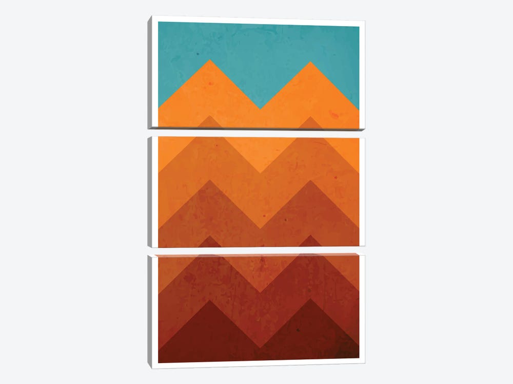 Abstract Orange Mountain by Jay Stanley 3-piece Canvas Art Print