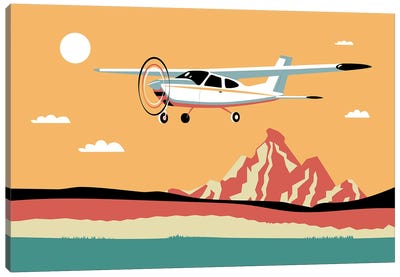 Airplane Landscape Canvas Art Print - By Air