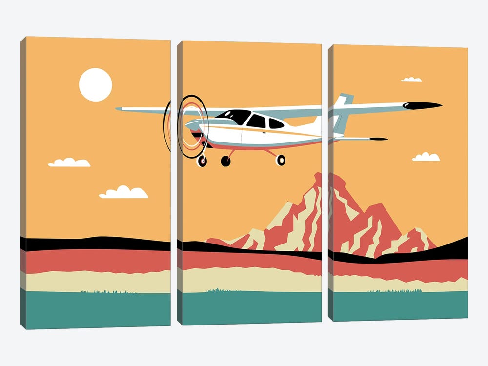 Airplane Landscape by Jay Stanley 3-piece Canvas Art