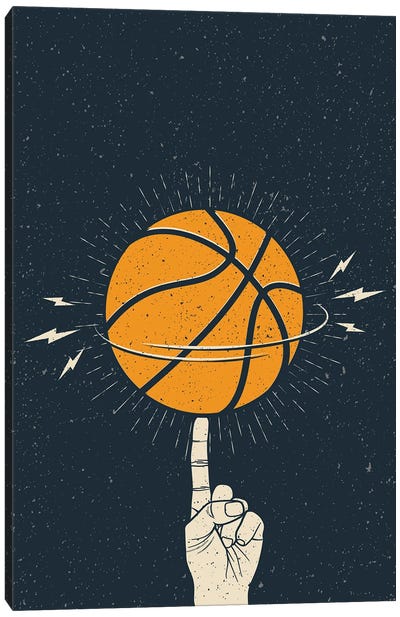 Basketball Is Fun Canvas Art Print - Orange Art