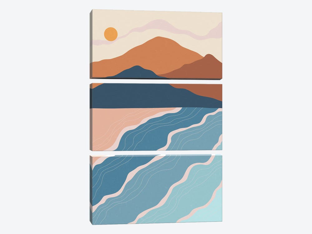 Beach And Mountains II by Jay Stanley 3-piece Canvas Art Print