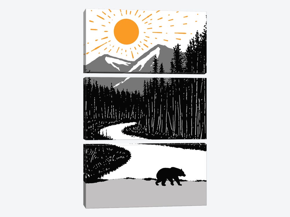Bear By The River by Jay Stanley 3-piece Art Print