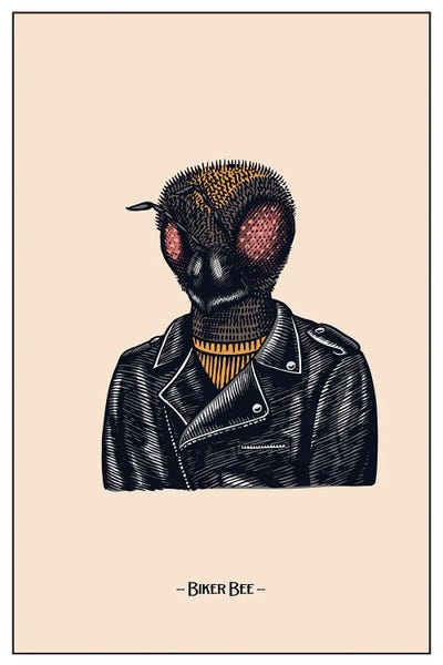 Biker Bee by jay stanley framed wall art