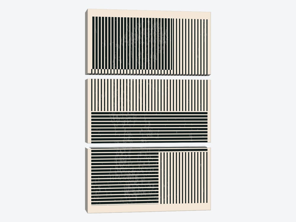 Black And White Geometric Shapes IV by Jay Stanley 3-piece Art Print