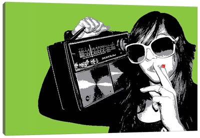 Boombox Joint Green Canvas Art Print - 420 Collection