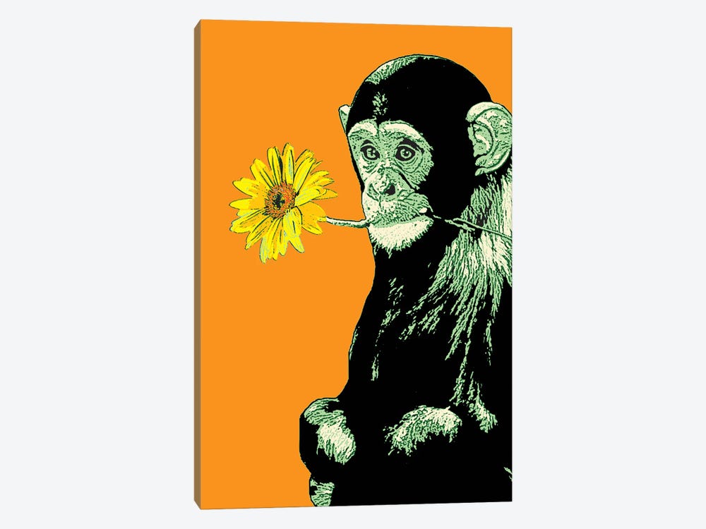 Flower Monkey by Steez 1-piece Canvas Art Print