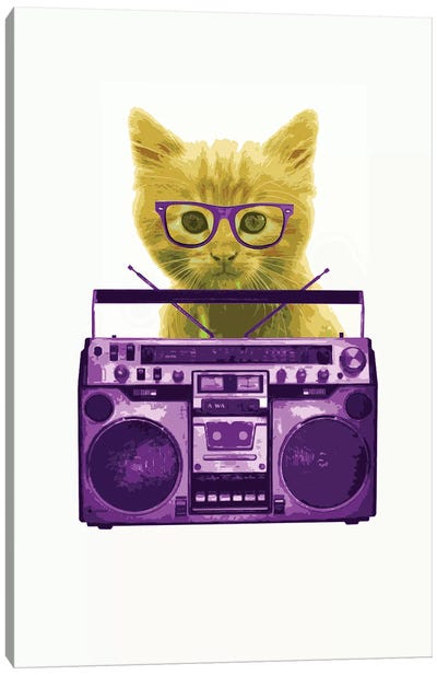 Hipster Kitty Canvas Art Print - Orange Cat Art