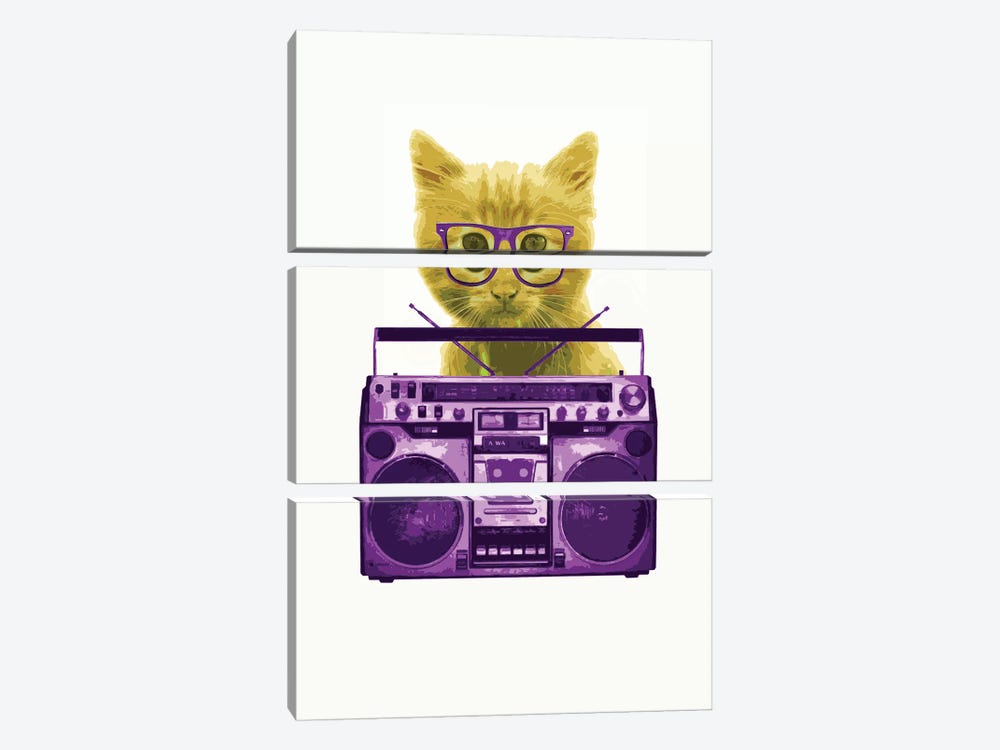 Hipster Kitty by Steez 3-piece Canvas Wall Art