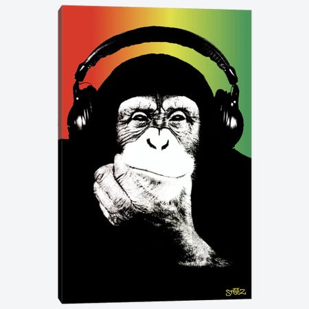 Monkey Headphones Rasta I Canvas Print #STZ49} by Steez Canvas Print