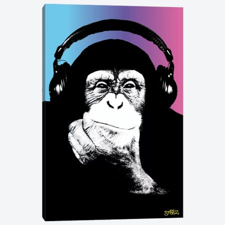 Monkey Headphones Rasta II Canvas Print #STZ50} by Steez Canvas Art