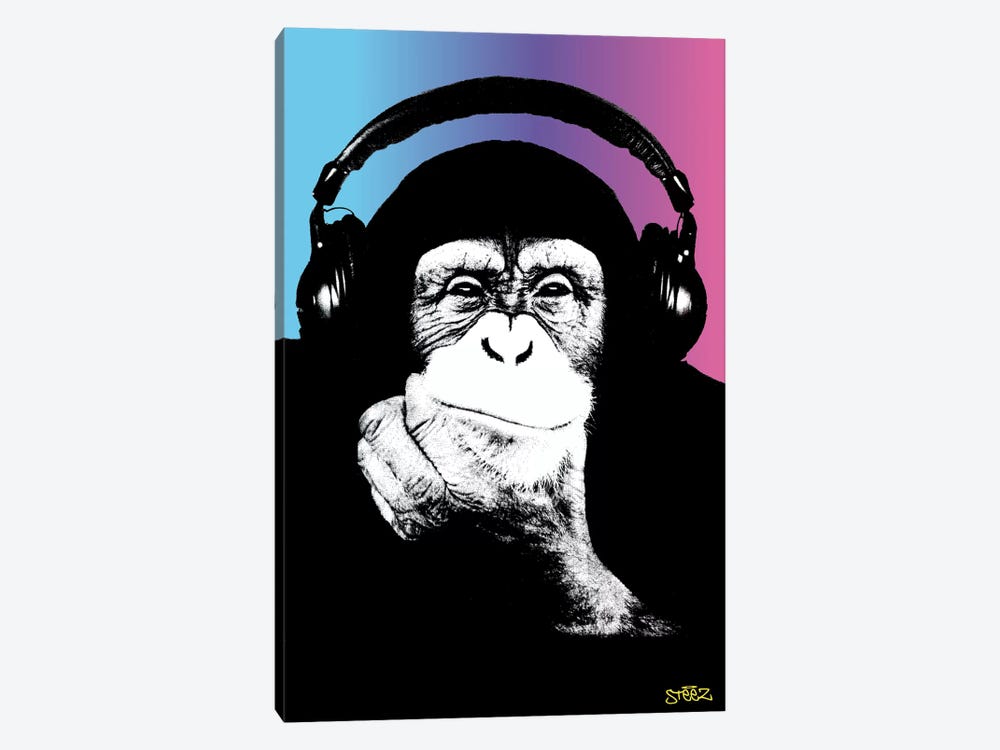 Monkey Headphones Rasta II by Steez 1-piece Canvas Artwork