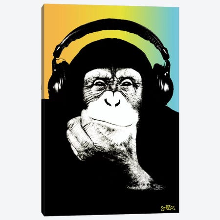 Monkey Headphones Rasta III Canvas Print #STZ51} by Steez Canvas Artwork