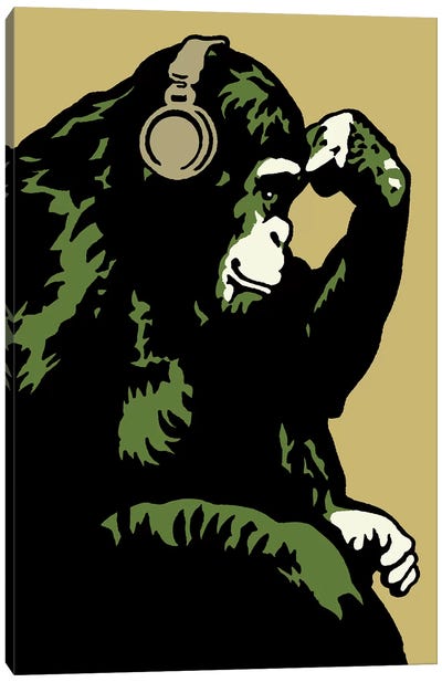 Monkey Thinker Army Canvas Art Print - Steez