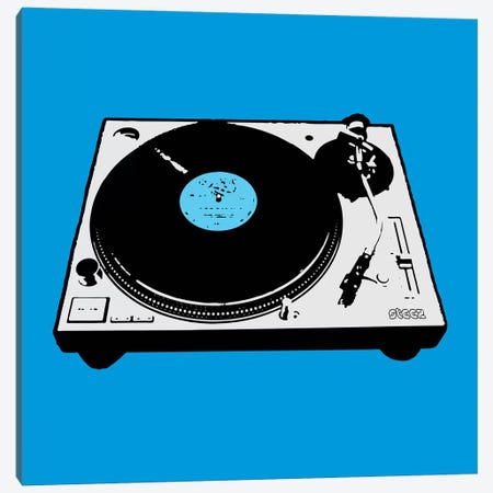 Turntable Blue Poster Canvas Print #STZ72} by Steez Canvas Art