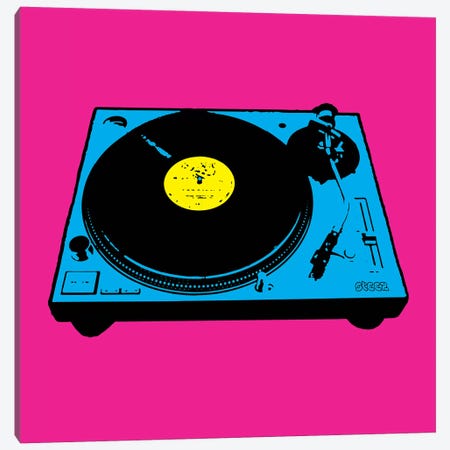 Turntable Pink Poster Canvas Print #STZ73} by Steez Canvas Wall Art