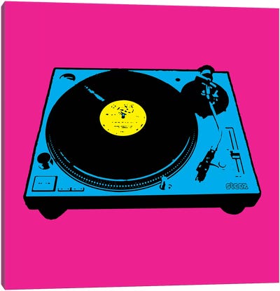 Turntable Pink Poster Canvas Art Print - Game Room Art