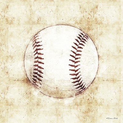 Baseball Sketch by Susan Ball framed wall art