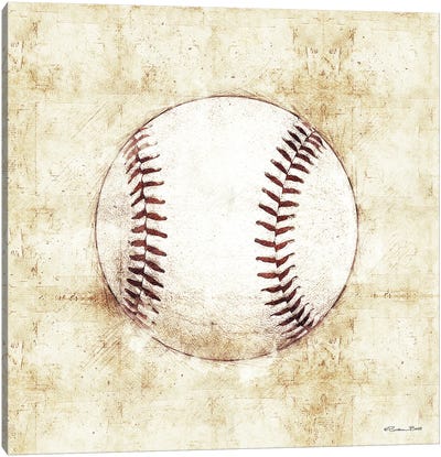 Baseball Sketch Canvas Art Print - Baseball Art