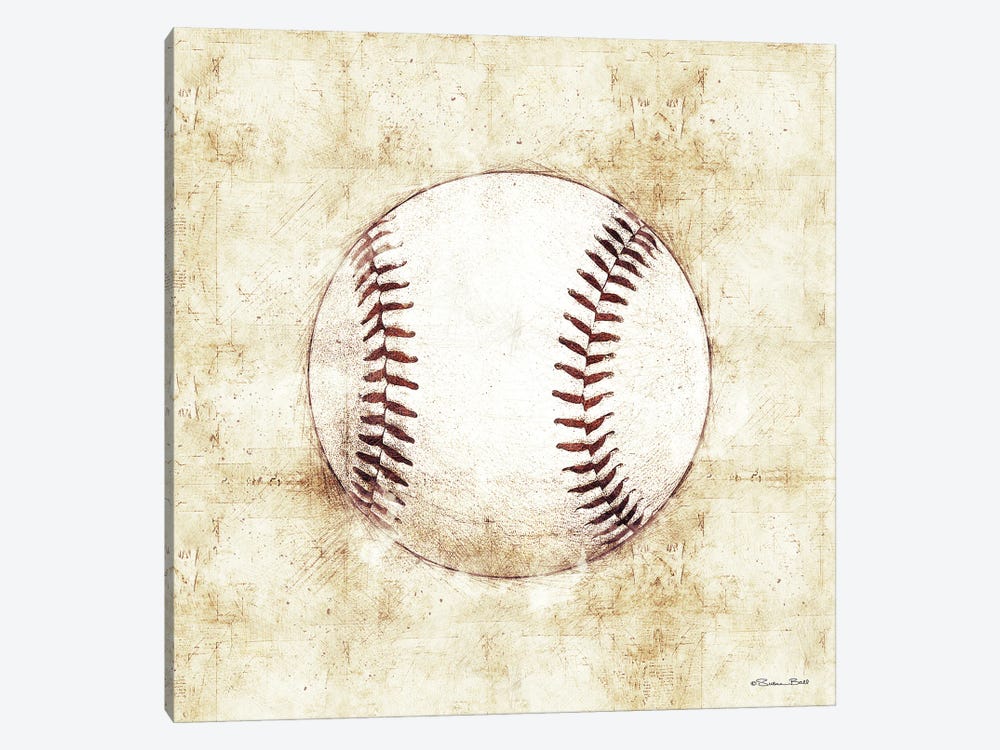 Baseball Sketch by Susan Ball 1-piece Canvas Artwork