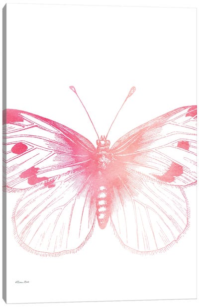 Pink Butterfly III Canvas Art Print - Minimalist Nursery