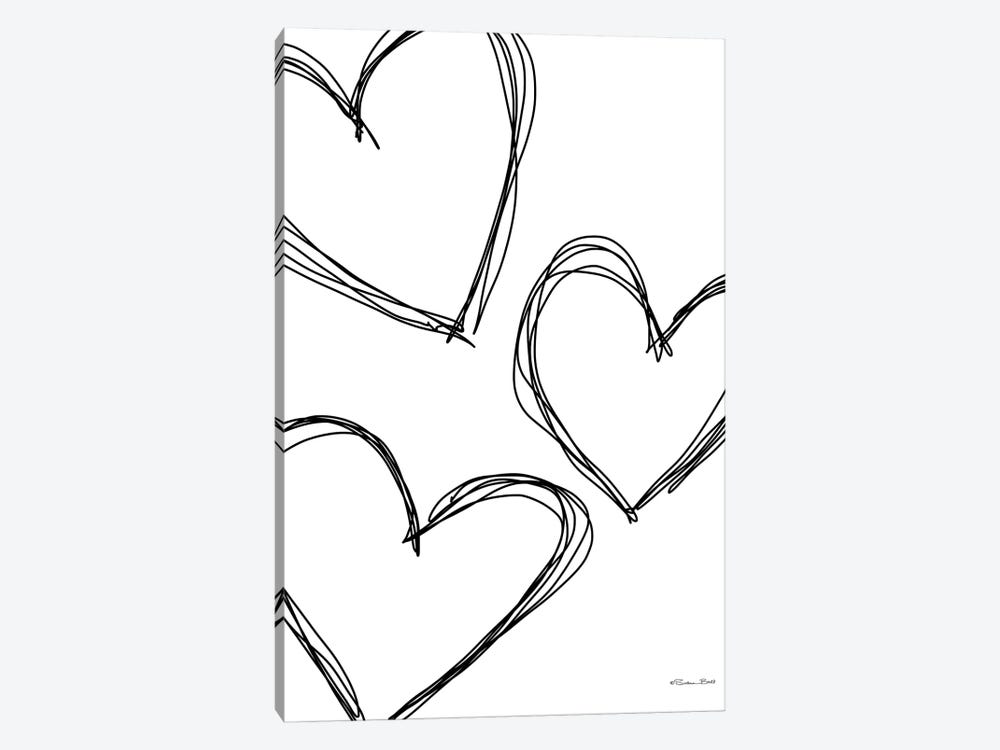 Doodle Hearts by Susan Ball 1-piece Canvas Print