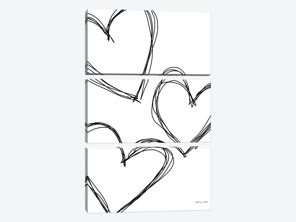 Doodle Hearts by Susan Ball 3-piece Art Print