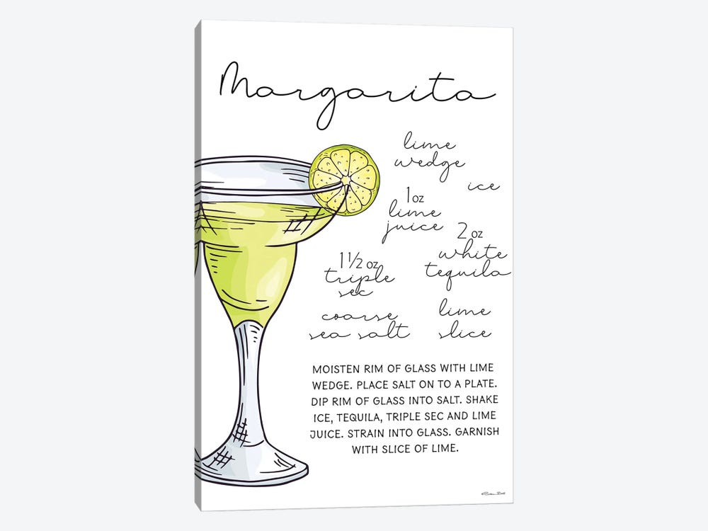 Margarita Recipe by Susan Ball 1-piece Canvas Art Print