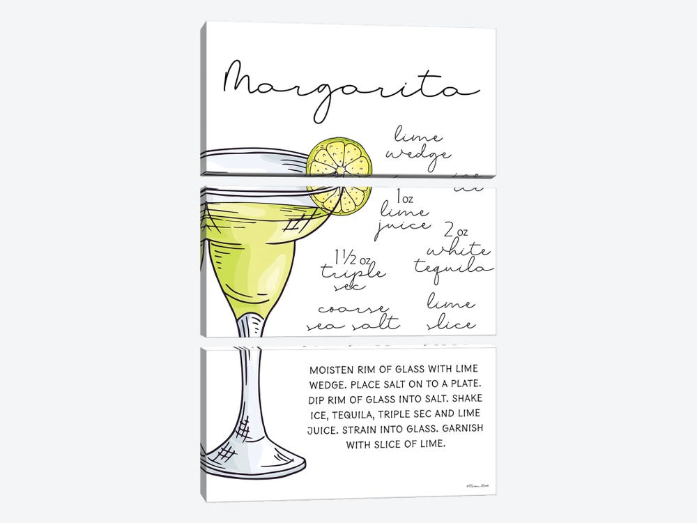 Margarita Recipe by Susan Ball 3-piece Art Print