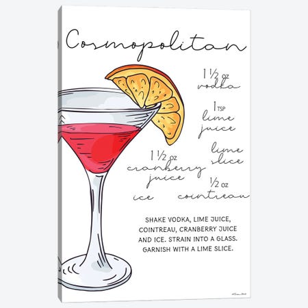 Cosmopolitan Recipe Canvas Print #SUB185} by Susan Ball Canvas Art Print