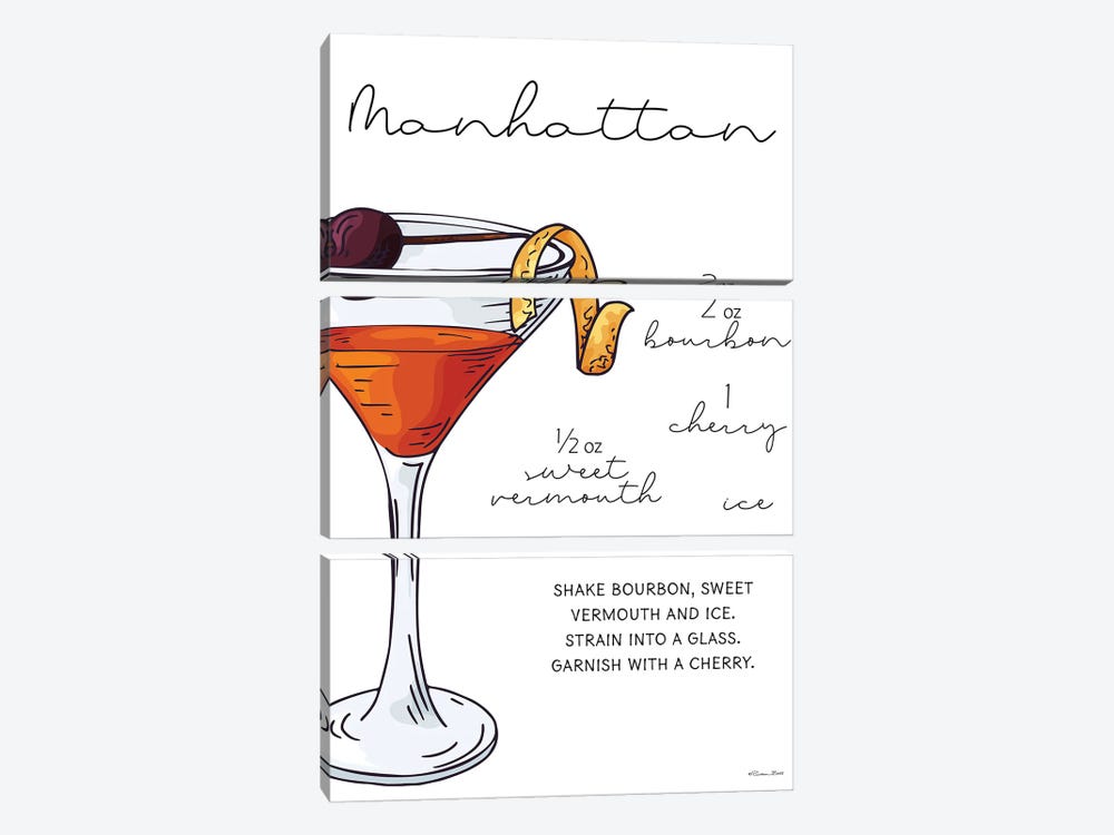 Manhattan Recipe by Susan Ball 3-piece Canvas Print