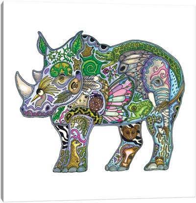 Rhino Canvas Art Print - Ladybug Art