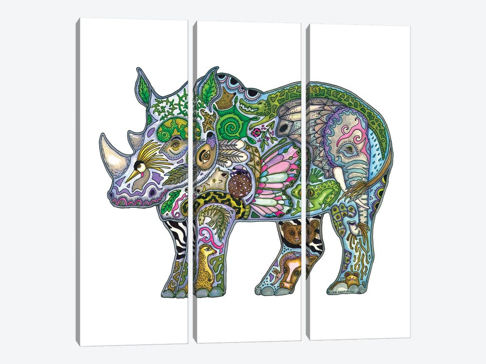 Rhino by Sue Coccia 3-piece Canvas Wall Art