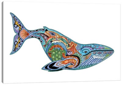 Blue Whale Canvas Art Print - Ladybug Art
