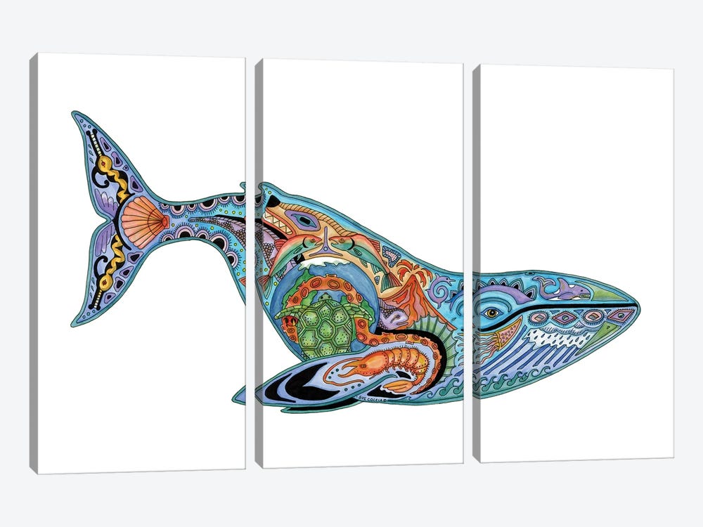 Blue Whale by Sue Coccia 3-piece Canvas Print