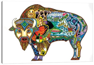 Bison Canvas Art Print - Embellished Animals