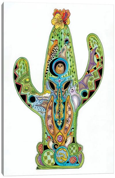 Cactus Canvas Art Print - Ladybug Art