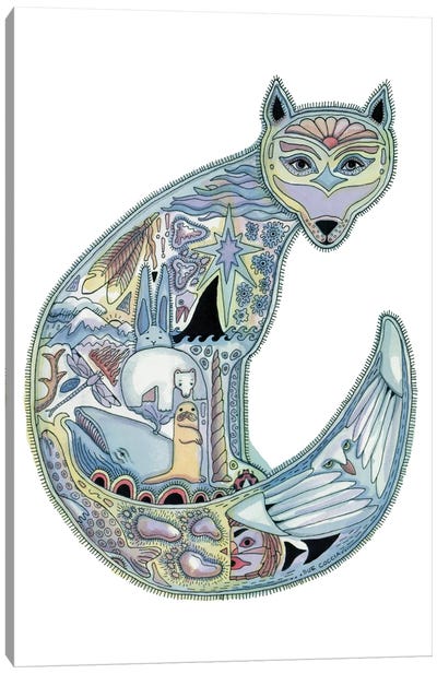 Arctic Fox Canvas Art Print - Sue Coccia
