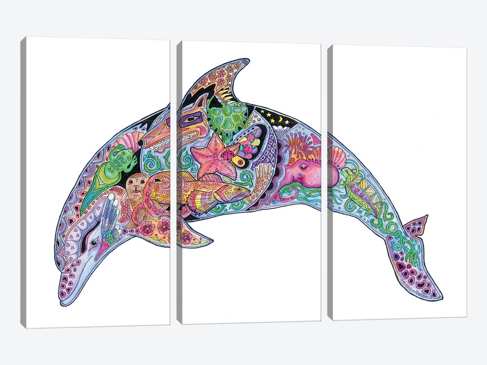 Dolphin by Sue Coccia 3-piece Canvas Print