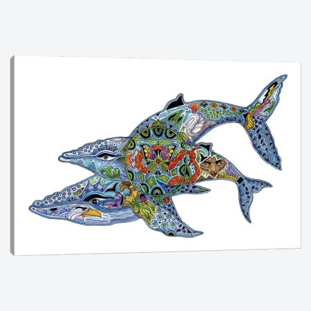 Humpback Whales Canvas Print #SUC41} by Sue Coccia Art Print