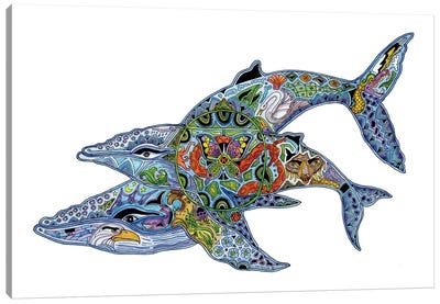 Humpback Whales Canvas Art Print - Embellished Animals