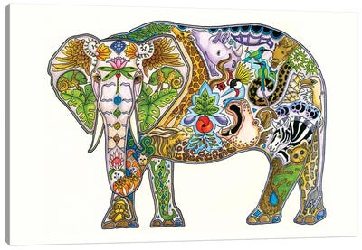 Mabula Elephant Canvas Art Print - Ladybug Art