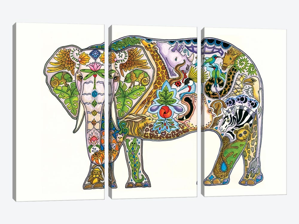 Mabula Elephant by Sue Coccia 3-piece Canvas Print